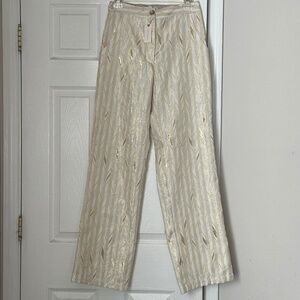 Porridge Women's Trousers Size 4 Brand New Gold Cream Metallic Party Glam Anthro